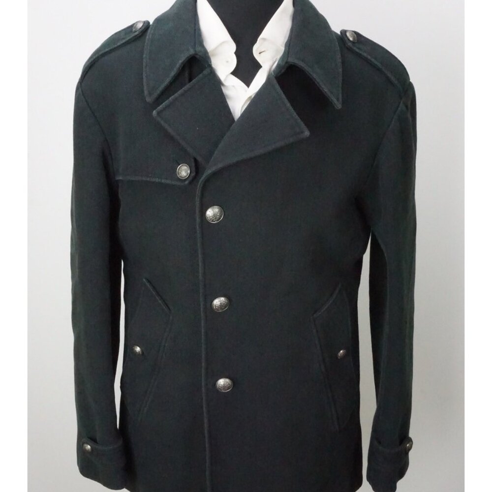 Isaia Napoli Blue Woven 100% Cotton Heavy Military Utility Coat 40R BRAND NEW